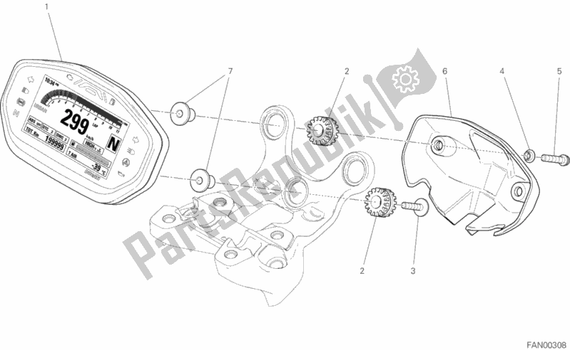 Alle onderdelen voor de Instrumentenpaneel van de Ducati Monster 1200 USA 2020